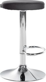 Conjunto de 2 bancos altos em couro sintético de estrutura prateada 60-81 x 38,5 cm preto