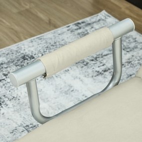 Sofá Cama de 2 Lugares Estofado em Camurça Sintética com Encosto Ajustável em 5 Níveis e 2 Almofadas 111x80x78 cm Bege