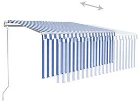 Toldo retrátil automático com estore 3x2,5 m azul e branco