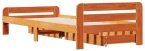 Cama sem colchão 75x190 cm madeira de pinho maciça castanho-mel