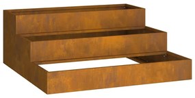 Vaso de Jardim 3 Camadas 90x90x35 cm Aço Enferrujado