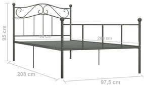 Estrutura de cama 90x200 cm metal cinzento