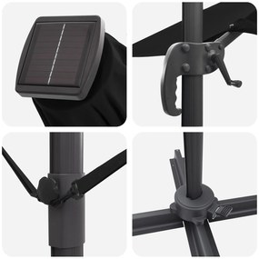Guarda-Sol Cantilever Roma com LEDs Preto 286x285x270 cm Alumínio