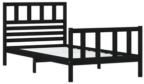 Estrutura cama de solteiro 90x200 cm madeira maciça preto