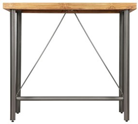 Mesa de bar em madeira de teca recuperada maciça 120x58x106 cm