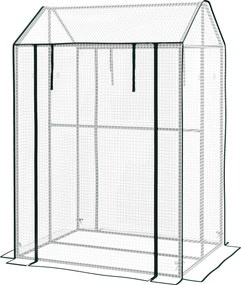 Estufa de jardim com 2 compartimentos e 2 portas enroláveis - 0,8 m² Estufa para tomates com dimensões 1,0 m (C) x 0,8 m (L) x 1,5 m (A), aço e PE bra