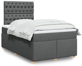 vidaXL Cama com molas/colchão 120x200 cm tecido cinzento-escuro