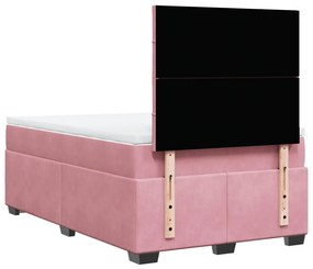 Cama boxspring com colchão 120x190 cm veludo rosa