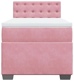 Cama com Molas/Colchão e Luzes Led - 90x190 cm - Veludo Rosa