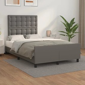 vidaXL Estrutura cama c/ cabeceira 120x200cm couro artificial cinzento