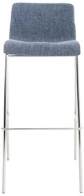 Conjunto de 2 bancos de bar Hoover em tecido e com estrutura cromada 43 x 100 x 48 cm Azul