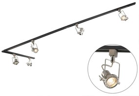 LED Trilho inteligente monofásico preto com aço incl. 5 GU10 WiFi - Suplux Moderno