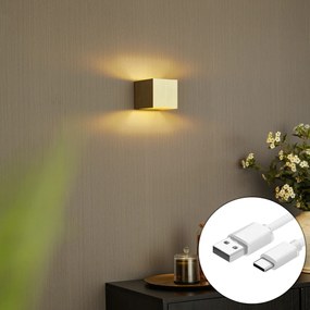 Candeeiro de Parede Moderno Dourado Incl. LED e Dimmer de Toque Recarregável - Joris
