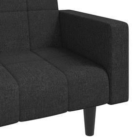 Sofá-cama 2 lugares com duas almofadas tecido preto