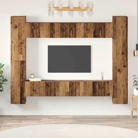 Conjunto de móvel de TV 10 pcs Madeira antiga 30.5 x 30 x 90 cm