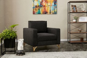 Sofá de 1 Lugar Berlin – Antracite Dourado – 90x83x91 cm