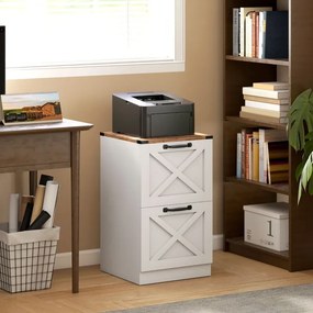 Móvel arquivo para Escritório com 2 Gavetas com Trilho Suspenso para A4 e Carta 40x40x71 cm Branco