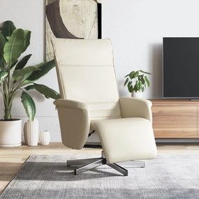 vidaXL Cadeira reclinável com apoio de pés couro artificial cor creme
