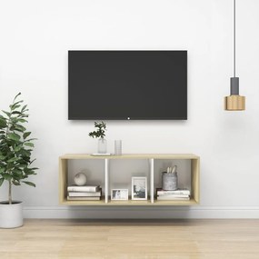 vidaXL Armário de parede para TV 37x37x107 cm branco e carvalho sonoma