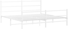 Estrutura de cama com cabeceira e pés 183x213 cm metal branco