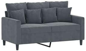 4 pcs conjunto de sofás com almofadões veludo cinzento-escuro