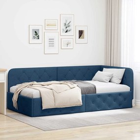 vidaXL Estrutura de Cama de Canto Azul 100 x 200 cm tecido