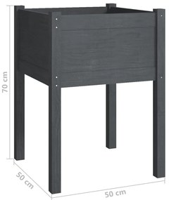Vaso/floreira de jardim 2 pcs 50x50x70 cm pinho maciço cinzento