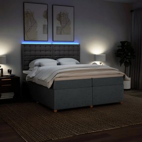 Cama com molas/colchão 200x200 cm tecido cinzento-escuro