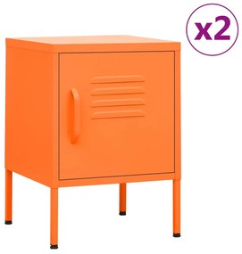 Mesas de cabeceira 2 pcs 35x35x51 cm aço laranja