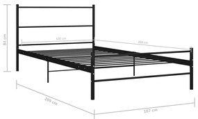 Estrutura de cama 100x200 cm metal preto