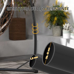 Suporte para Cadeira Suspensa com Estrutura de Aço e Suporte para Copos Suporte para Cadeira de Baloiço 105x105x215 cm Preto