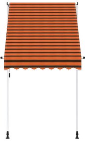 Toldo retrátil manual 150 cm laranja e castanho