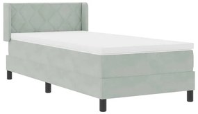 Cama Box Spring vidaXL com Colchão Cinza Claro 90x190 cm Veludo