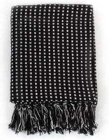 Manta em algodão aos quadrados 220x250 cm preto