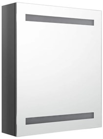Armário espelhado casa de banho LED 50x14x60 cm cinza brilhante