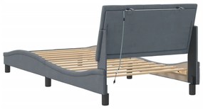 Estrutura de cama c/ luzes LED 100x200cm veludo cinzento-escuro