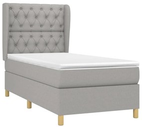 Cama com molas/colchão 80x200 cm tecido cinza-claro