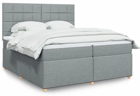 vidaXL Cama com molas/colchão 200x200 cm tecido cinza-claro
