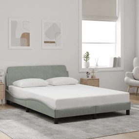 Estrutura de cama sem colchão 140x200 cm veludo cinzento-claro