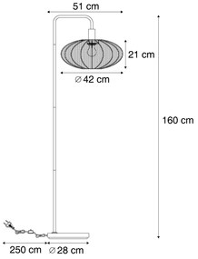 Candeeiro de pé Japandi bege com abajur de tecido creme - Bida Japandi