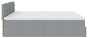 Cama Otomana com colchão &amp; LEDs 180x200cm tecido cinzento claro