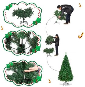 Árvore de Natal Artificial de 180cm com Base de Metal Material PVC Decoração de Natal Verde