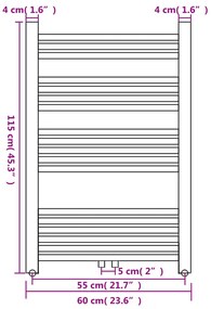 Aquecedor toalhas casa de banho liso 600 x 1160 mm