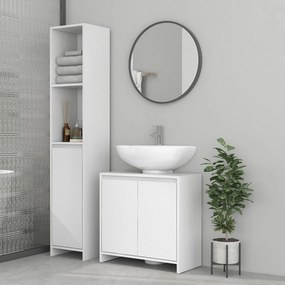 Móvel de lavatório com 2 portas e prateleira ajustável, 60 x 30 x 60 cm, (LAVATORIO E TORNEIRA NÃO INCLUIDA) branco