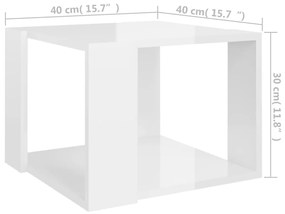 Mesa de centro 40x40x30 cm madeira processada branco brilhante
