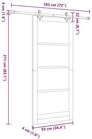 Conjunto de Porta Deslizante com Hardware vidaXL 93x211 cm Madeira Mac