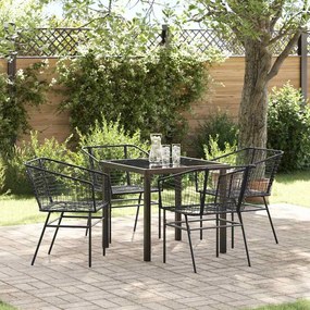 vidaXL Conjunto de Jantar de Jardim de 5 Peças Preto em Rattan Sintético