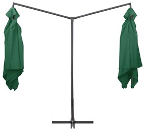 Guarda-sol duplo com mastro de aço 250x250 cm verde