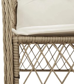 9 pcs conjunto de jantar p/ jardim com almofadões vime PE bege