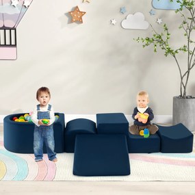Conjunto de 5 peças para escalada e gatinhar com piscina de bolas (NÃO INCLUIDAS) e capa lavável na máquina Azul escuro